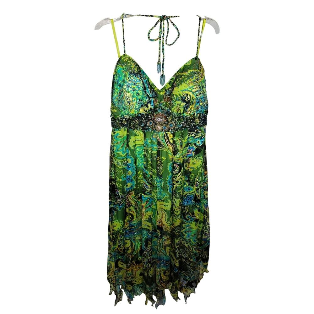 Dolce Jovani Green Beaded Halter Evening Dress Size 20 NWT